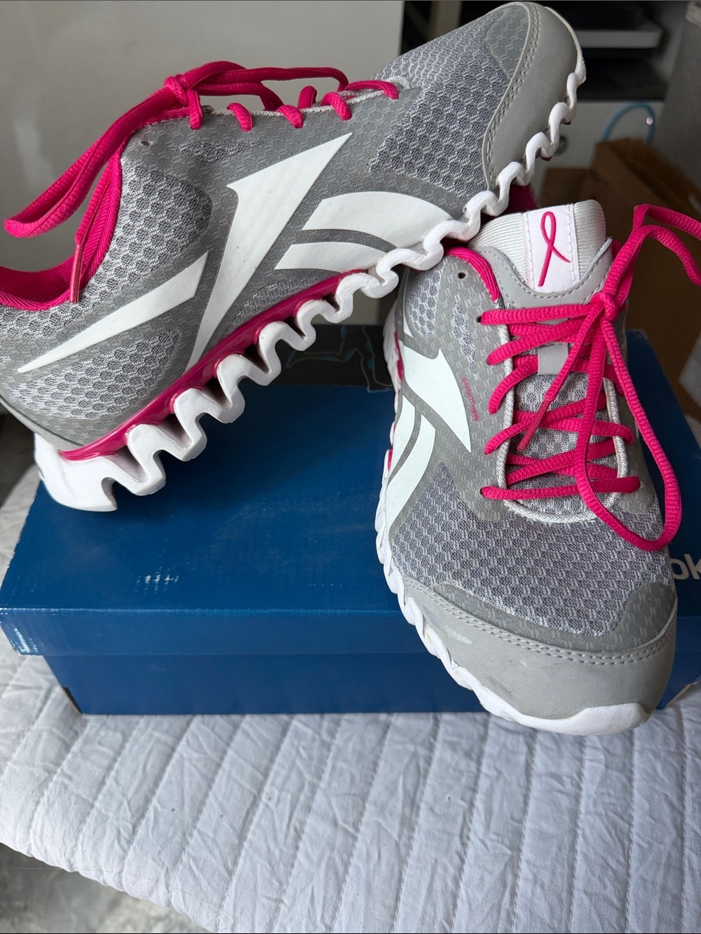 Reebok Gray & Pink ZigTech Training Shoes